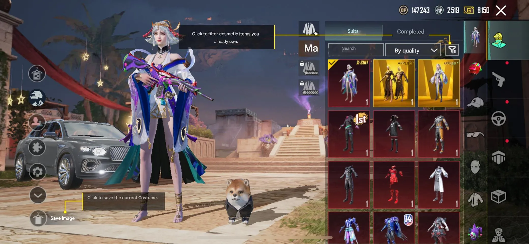 PGM282 SUIT-X GALADRIA 4 M416 JESTER 7 2 DODGE LOTUS BENTLEY MIRADO JUBILEE 2 GOLD SUITS (G)